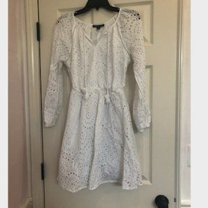 I.N.C White Holed Pattern Dress
